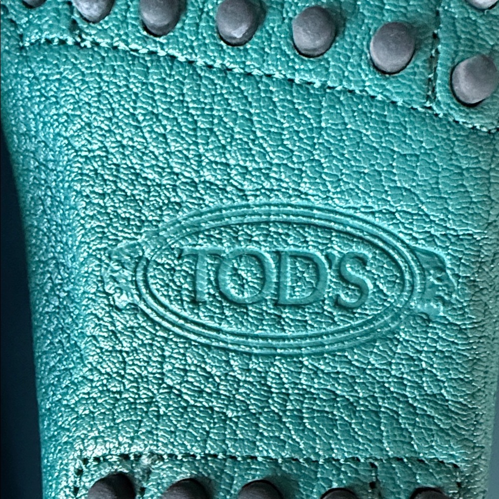 Tod's Gommino Classic Driving Shoe Leather Penny Loafers in Teal Sz 39 - Picture 9 of 13